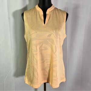 Nike Peach Floral Mesh Split V-Neck Sleeveless Dri-Fit Victory Golf Shirt